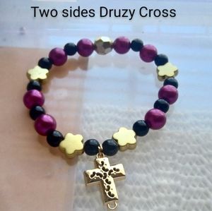 Hand made stretch Druzy Cross